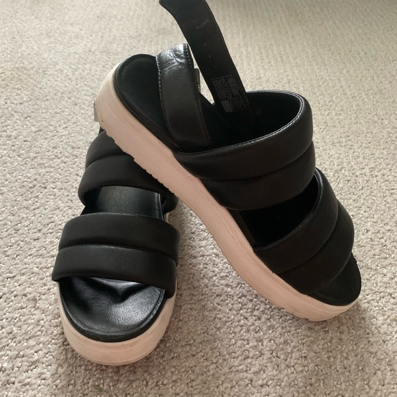 UGG Black Leather Sandals - Picture 6 of 6